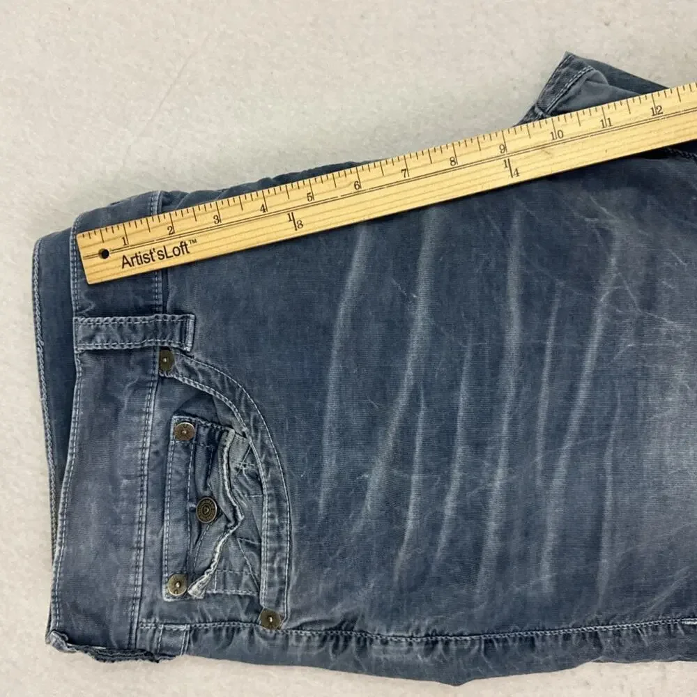 True Religion Jeans Mens 38 Blue Micro Corduroy Ricky Flaps Relaxed Straight VTG
